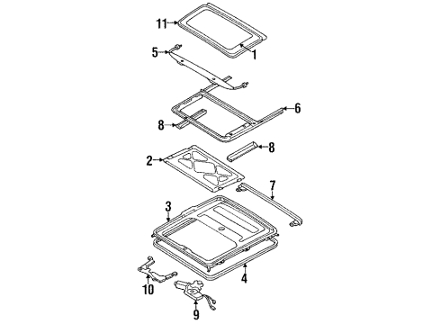 1992 Nissan Stanza Sunroof Weatherstrip-Frame Diagram for 91346-51E10