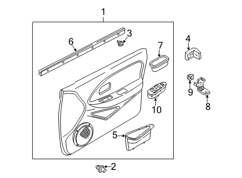 2001 Kia Spectra Front Door Power Window Main Switch Assembly Diagram for 0K2AA66350B