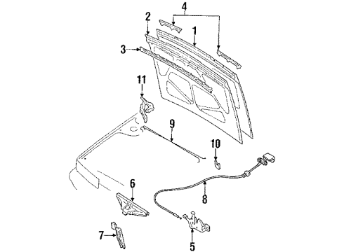 1992 Infiniti M30 Hood & Components Hood Lock Control Cable Assembly Diagram for 65620-51S00