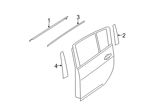 2012 Nissan Leaf Exterior Trim - Rear Door Protector-Rear Door, RH Diagram for 822D2-3NA0A