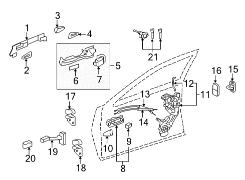 2013 Lexus LS460 Front Door - Lock & Hardware Door Lock Cylinder & Key Set, Left Diagram for 69052-50170