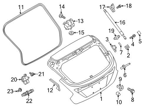 2013 Ford Focus Lift Gate License Mount Diagram for 6F9Z-17A386-AA