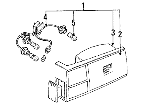 1986 Nissan Pulsar NX Tail Lamps Lamp Rear Combination LH Diagram for 26555-37M60