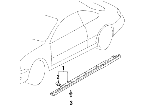 1997 Acura CL Exterior Trim - Pillars, Rocker & Floor Garnish Assembly, Passenger Side Sill Diagram for 71800-SY8-A00