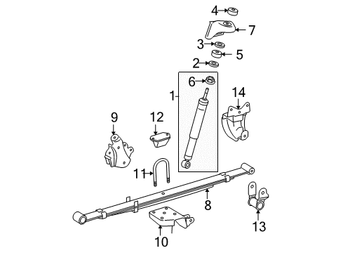 2015 Toyota Tacoma Rear Suspension Components, Stabilizer Bar Shock Diagram for 48530-A9680