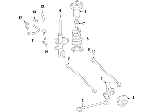 2018 Lexus ES300h Rear Suspension Components, Lower Control Arm, Stabilizer Bar Rear Suspension Control Arm Assembly, No.2 Right Diagram for 48730-33140