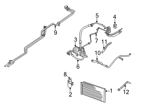 2001 Chrysler Town & Country A/C Condenser, Compressor & Lines Tube-Supply & Return W/AUX HEATE Diagram for 5005394AB