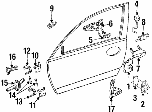 1995 Chrysler New Yorker Hardware Handle-Front Door Exterior Diagram for 5011663AA