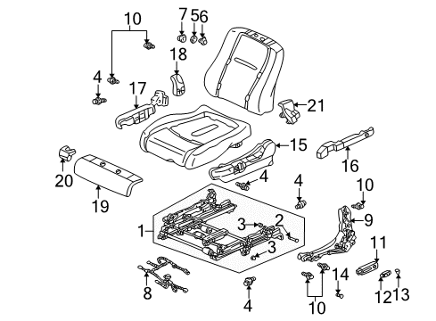 2000 Honda Accord Tracks & Components Knob A, Power Seat (Mild Beige) Diagram for 35951-S87-A51ZB