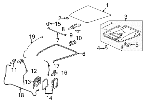 2006 Chevrolet SSR Rear Compartment Rear Compartment Lid Latch Assembly Diagram for 15133896