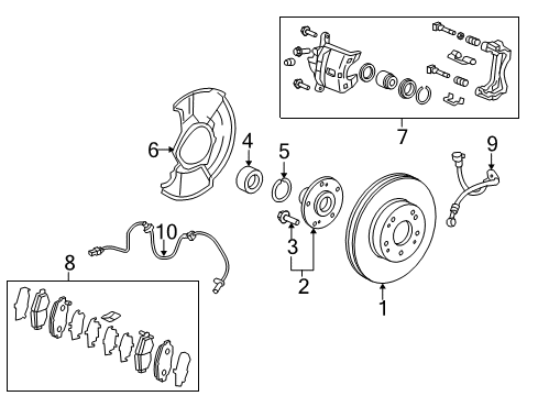 2019 Acura ILX Front Brakes Front Pad Set Diagram for 45022-T3R-A50