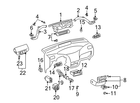 2002 Toyota Prius Switches Finish Panel Diagram for 55406-47030-B0