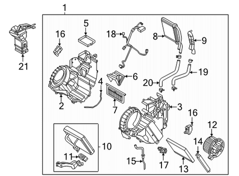2022 Kia Carnival A/C Evaporator Cover Assembly-Air FILTE Diagram for 97129R0100