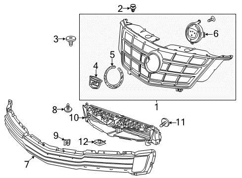 2014 Cadillac ELR Grille & Components Lower Grille Diagram for 22887926