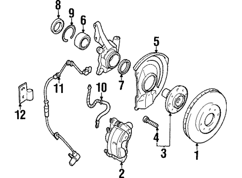 1999 Mitsubishi Mirage Front Brakes Piston-Brake Diagram for MB699475