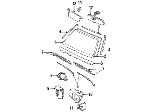1985 Toyota Cressida Washer Components Windshield Wiper Arm Assembly Diagram for 85190-22531