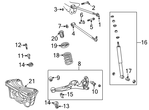 1997 Toyota RAV4 Rear Suspension Components, Lower Control Arm, Upper Control Arm Stopper Diagram for 48306-42040