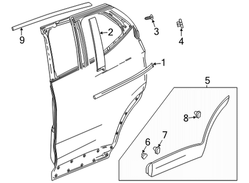 2021 Buick Encore GX Exterior Trim - Rear Door Applique Diagram for 42762885