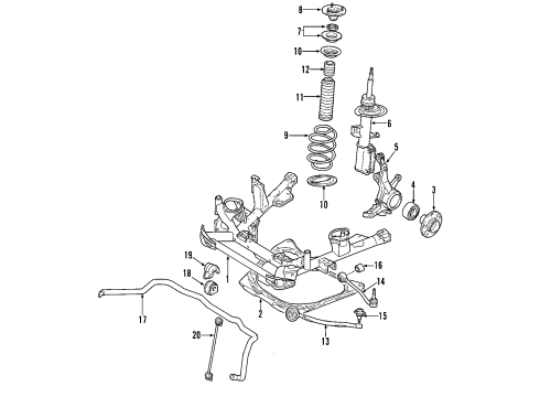 2001 BMW X5 Front Suspension Components, Lower Control Arm, Ride Control, Stabilizer Bar Front Left Suspension Strut Diagram for 31316764601