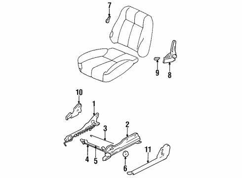 1995 Hyundai Accent Tracks & Components Recliner Assembly-Front Seat, LH Diagram for 88710-28001