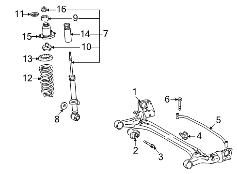 2011 Toyota Corolla Rear Suspension Components, Stabilizer Bar Damper Diagram for 42118-02010