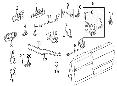 2000 Acura Integra Front Door Lock Assembly, Right Front Door Diagram for 72110-ST8-A12