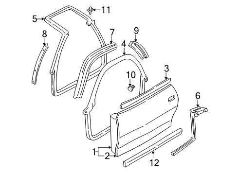 1999 Chevrolet Camaro Door & Components, Exterior Trim Weatherstrip On Body Mount Bolt Diagram for 11516084