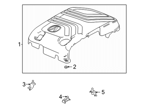 2022 Acura TLX Engine Appearance Cover Rubber, Engine Cover Mounting Diagram for 17122-5G0-A00