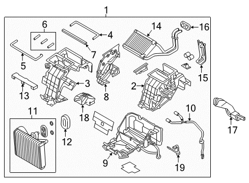 2019 Genesis G90 Air Conditioner Heater & Evaporator Assembly Diagram for 97205-D2300