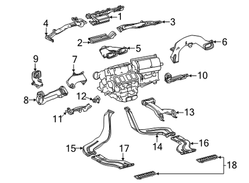 2021 Toyota Mirai Ducts Upper Duct Diagram for 55844-62040