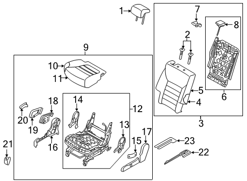 2016 Kia Sorento Second Row Seats Pad Assembly-Rear Seat Cushion Diagram for 89250C6000