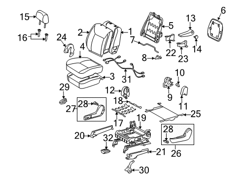 2005 Toyota Sienna Front Seat Components Occupant Module Diagram for 89952-35020