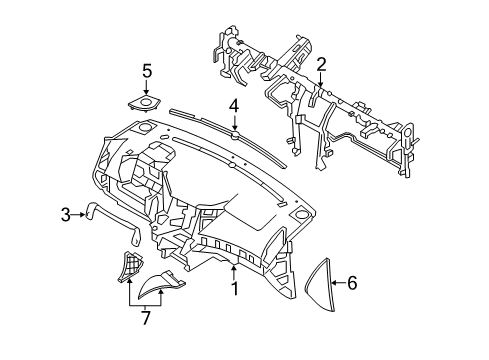 2015 Hyundai Sonata Cluster & Switches, Instrument Panel Cover-Crash Pad Center Lower LH Diagram for 84770-3S000-RAS