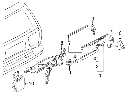 2000 Infiniti QX4 Wiper & Washer Components Rear Windshield Wiper Blade Assembly Diagram for 28790-41G05