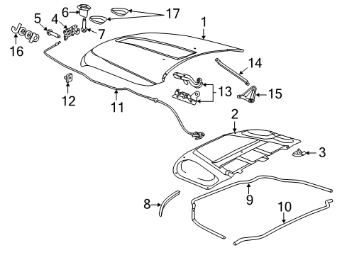 2014 Jeep Grand Cherokee Hood & Components, Exterior Trim Bezel-Hood Diagram for 68090698AB