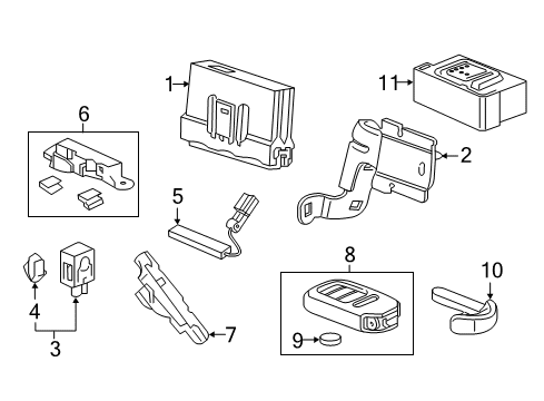 2016 Honda CR-Z Keyless Entry Components Module Assembly, Keyless Diagram for 72147-SWA-A01