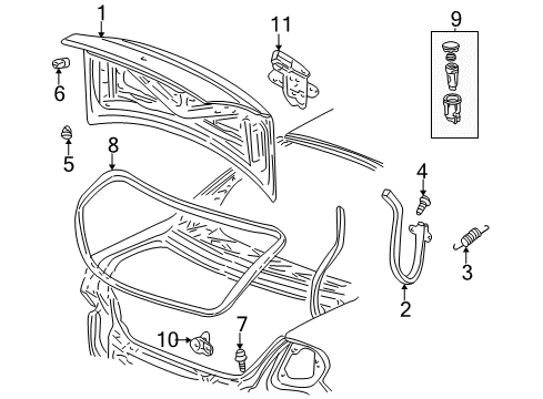 2002 Dodge Neon Trunk Lid Hinge-Deck Lid Diagram for 4783901AB