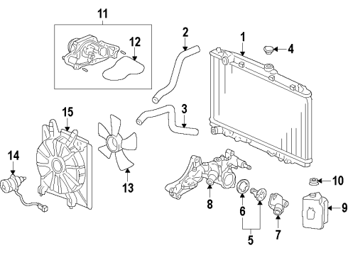 2010 Honda Pilot Cooling System, Radiator, Water Pump, Cooling Fan Motor, Cooling Fan Diagram for 19030-RN0-A71