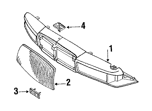 1989 Buick Regal Grille & Components Plate-Radiator Grille Name Diagram for 14101727