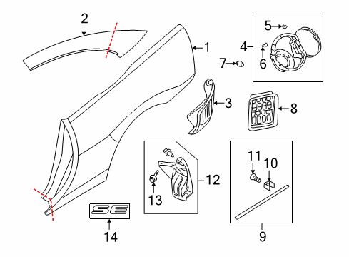 2002 Dodge Stratus Quarter Panel & Components, Exterior Trim Spring-Fuel Filler Door Diagram for MR473266