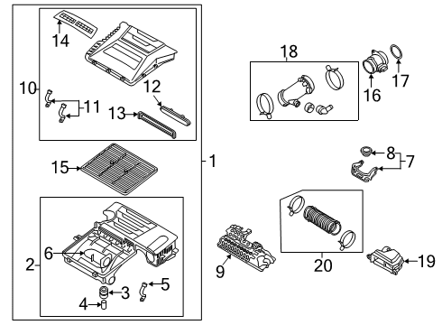 2020 Hyundai Ioniq Powertrain Control Cover-Air Cleaner Diagram for 28111-G2500