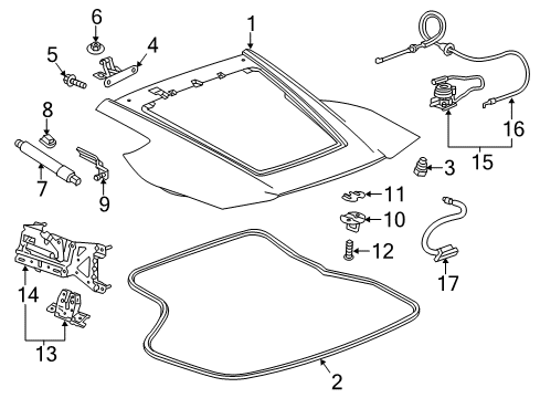 2017 Chevrolet Corvette Lift Gate Striker Diagram for 22781619