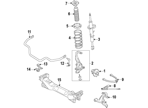 2016 Nissan 370Z Front Suspension Components, Lower Control Arm, Upper Control Arm, Stabilizer Bar Shock Absorber Kit-Front Diagram for E6110-6GA1A