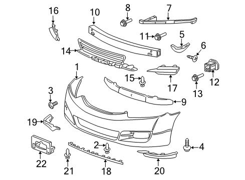 2010 Honda Civic Front Bumper Beam, FR. Bumper Diagram for 71131-SNA-A00