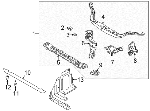 2009 Chevrolet Aveo5 Radiator Support Shield Diagram for 96653520