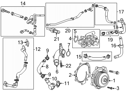 2020 Chevrolet Silverado 1500 Powertrain Control Upper Hose & Tube Diagram for 55506775