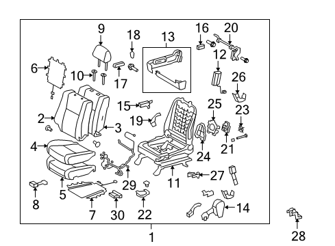 2011 Toyota Sequoia Passenger Seat Components Seat Cushion Pad Diagram for 71511-0C360