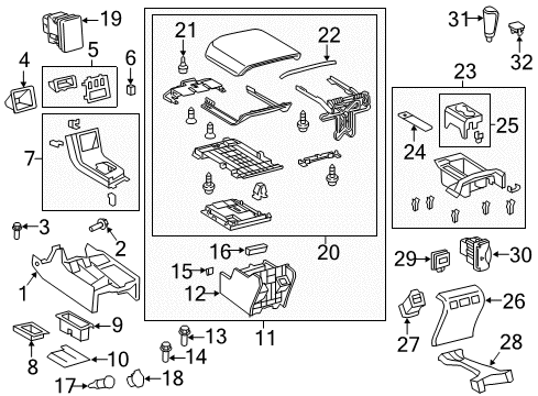 2012 Toyota Tundra Console Air Duct Diagram for 58861-0C030
