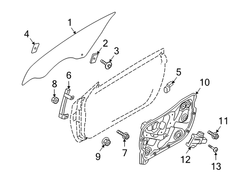 2014 Hyundai Genesis Coupe Door & Components Clamp Assembly-Door Glass Diagram for 824402M000