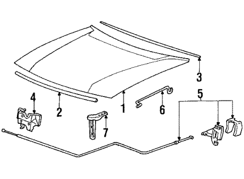 1985 Honda Accord Hood & Components Hinge, Hood Diagram for 63410-SA5-000ZZ